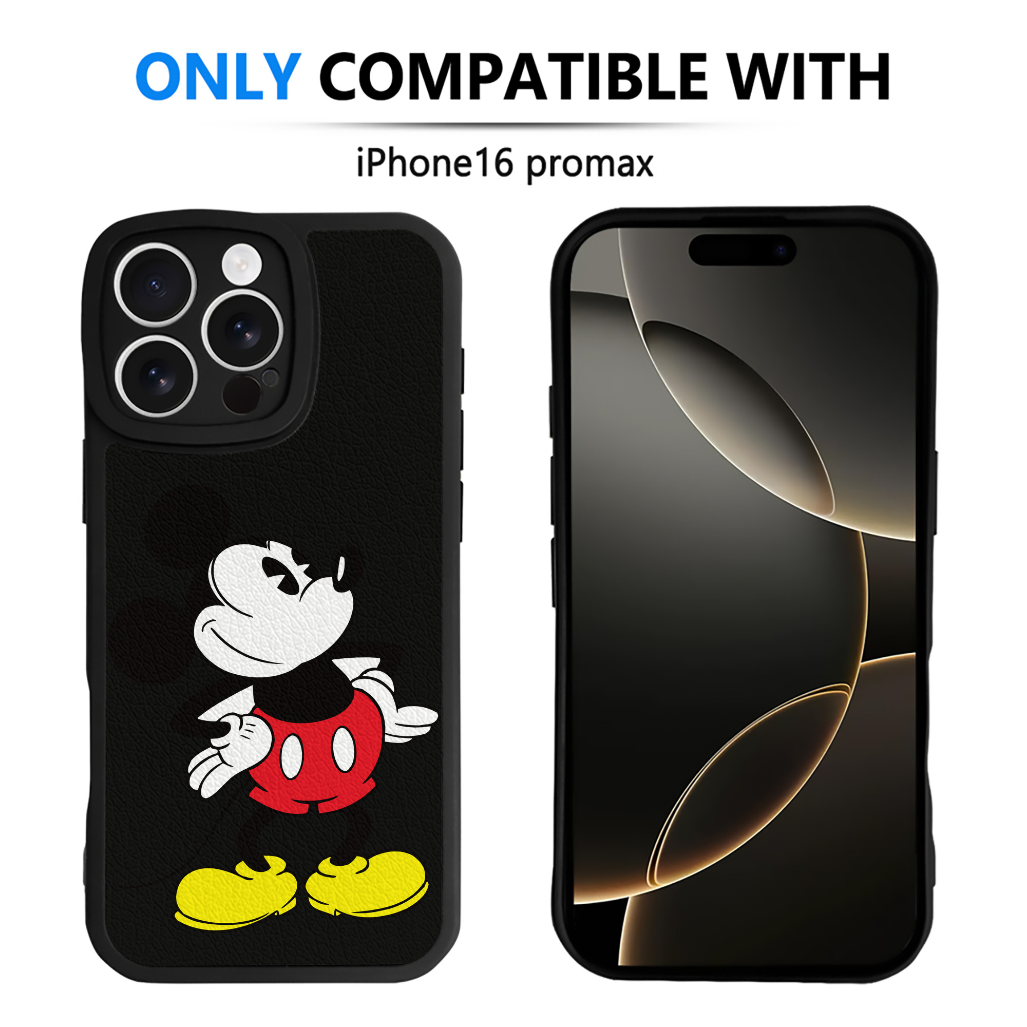 （画像用） ミッキーマウス Mickey Mouse 【iPhone 16シリーズ対応】シリコンスマホケース（レザー調） 材質：シリコン